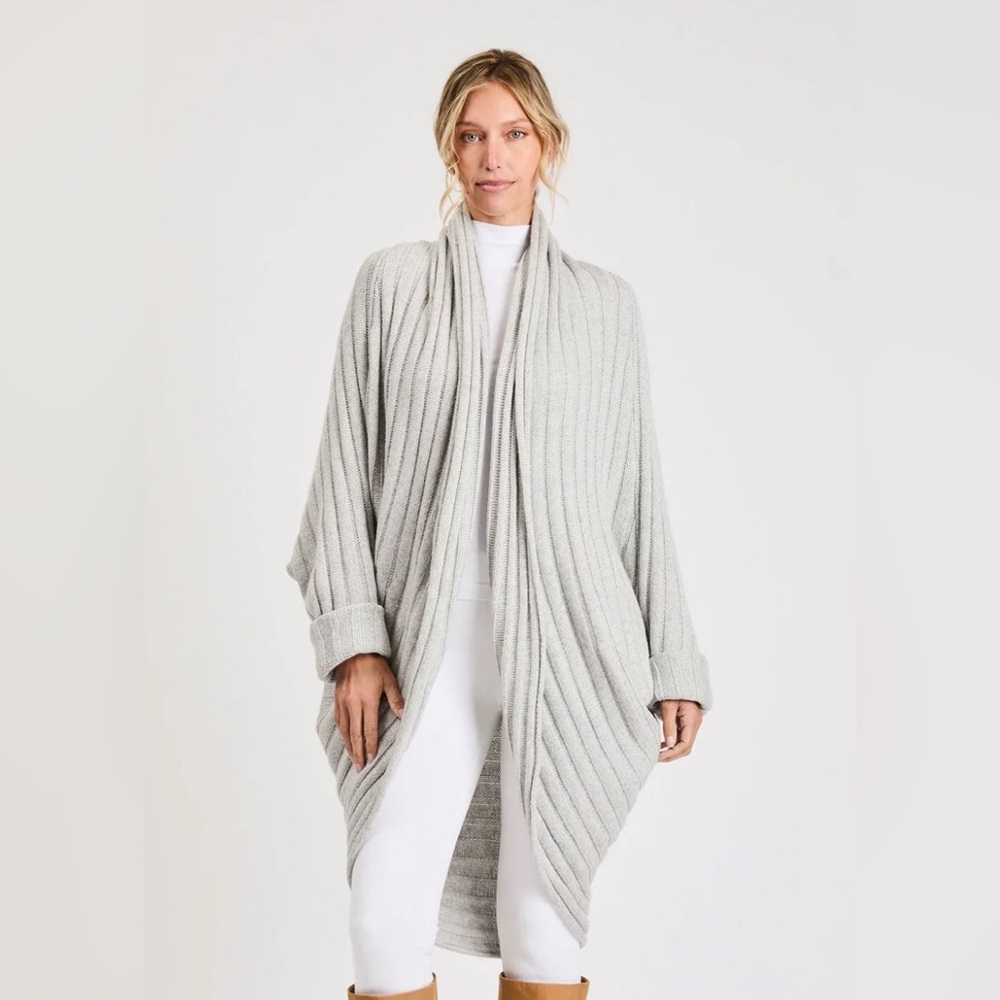 Beryll AVA Grey 100% Cashmere Cocoon Cardigan Sweater One Size NWT